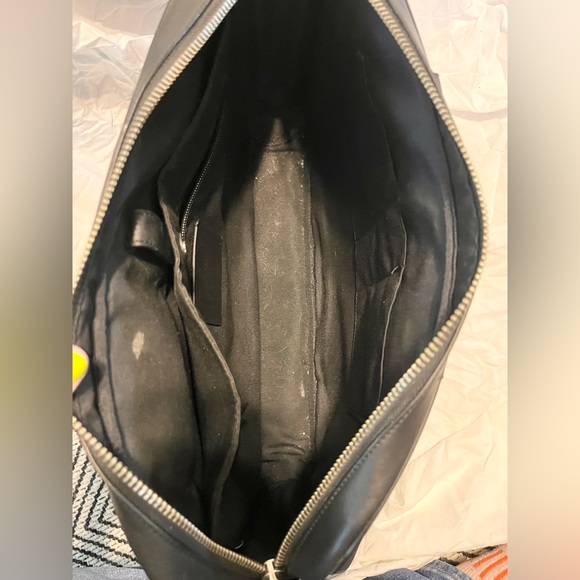 COACH PERRY LEATHER CANVAS ZIP TOP BRIEF MESSENGER Charcoal/Black Men EUC - Picture 5 of 6